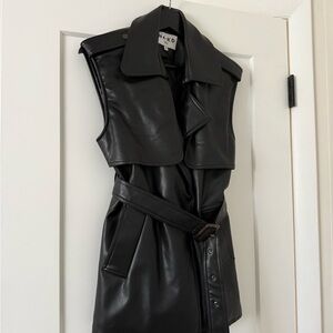 NA-KD Black Faux Leather vest with belt